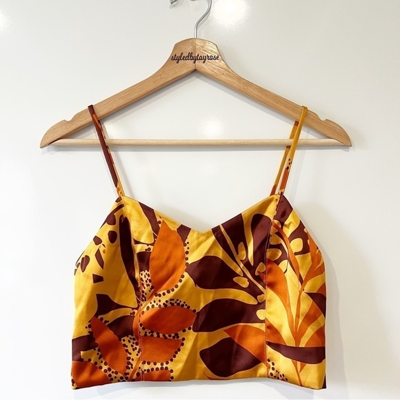 Anthropologie House of Harlow 1960 Printed Silk Crop Top - Picture 1 of 8
